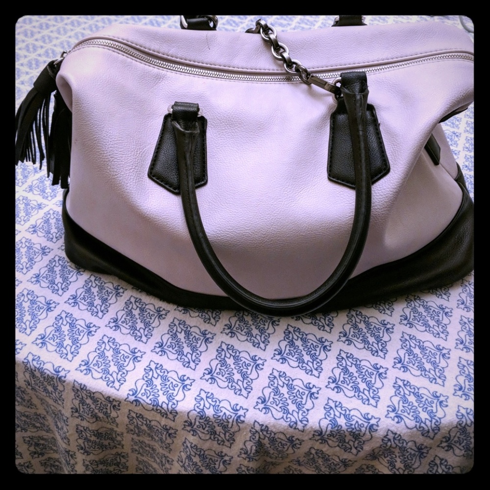 Neiman Marcus cream and black handbag